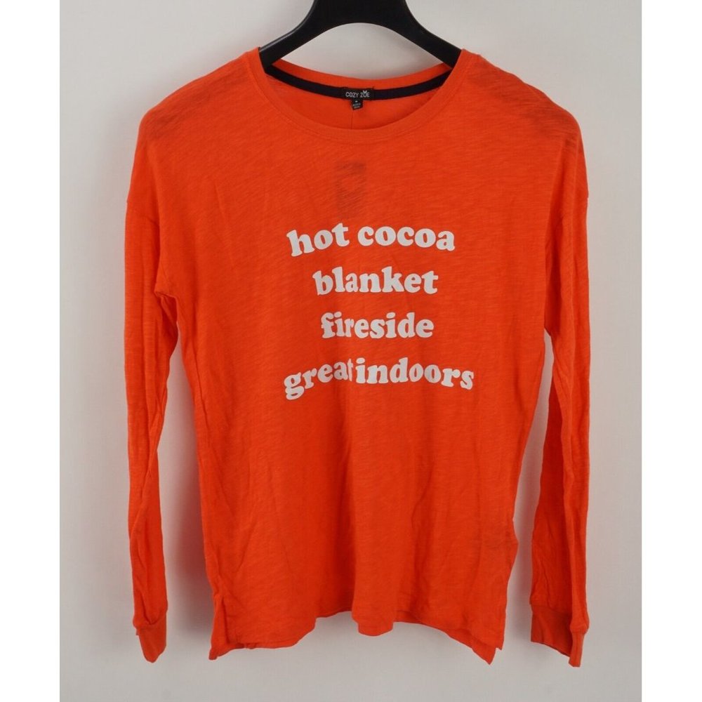 New Cozy Zoe Hot Cocoa Blanket Fireside Indoor Red Heather Pajama Shirt Womens S